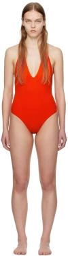 Bottega Veneta Red Halter Neck Swimsuit In 6120 Tulip