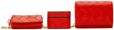 Bottega Veneta Red Intrecciato Bag In 6572 Redstone Gold