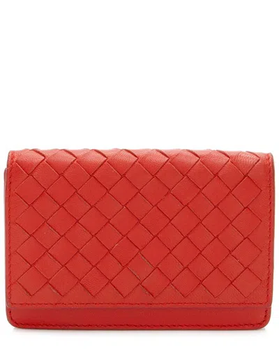 BOTTEGA VENETA BOTTEGA VENETA RED INTRECCIATO LEATHER BIFOLD CARD CASE (AUTHENTIC PRE-LOVED)