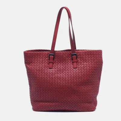 Pre-owned Bottega Veneta Red Intrecciato Leather Tote