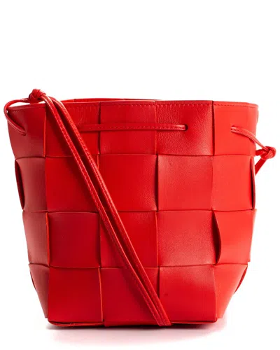 Bottega Veneta Red Intrecciatto Leather Cassette Bucket Bag (authentic Pre-  Owned)