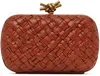 Bottega Veneta Red Knot Minaudiere Clutch In 6303 Syrup M Brass