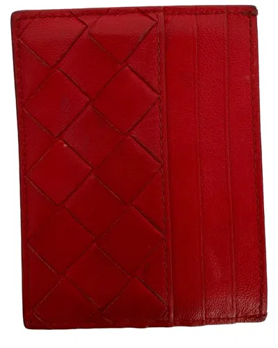 Pre-owned Bottega Veneta Red Leather Card Holder (authentic Pre-loved)