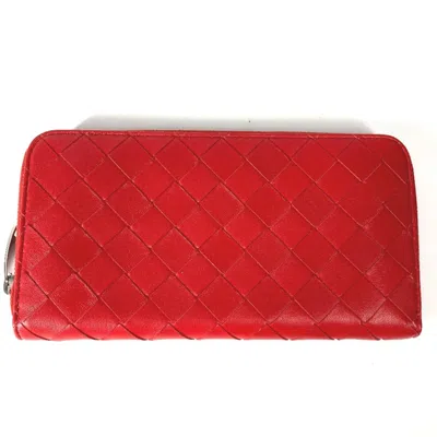Pre-owned Bottega Veneta Red Leather Long Wallet (bi-fold) ()