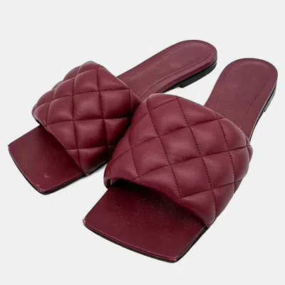 Pre-owned Bottega Veneta Red Leather Slippers Eu 36.5