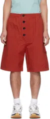 Bottega Veneta Red Light Cotton Twill Shorts In 6155