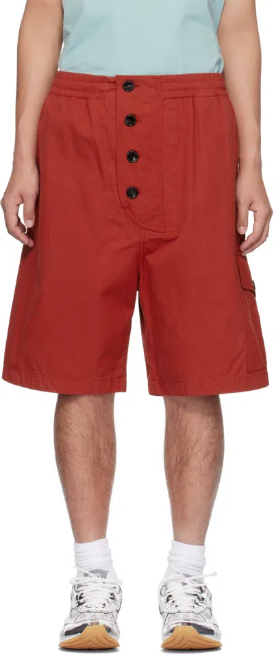 Bottega Veneta Red Light Cotton Twill Shorts In 6155