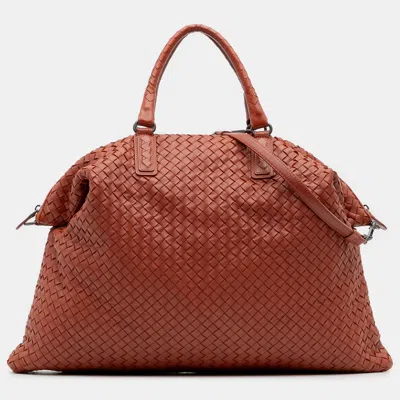 Pre-owned Bottega Veneta Red Maxi Nappa Intrecciato Convertible Travel Bag