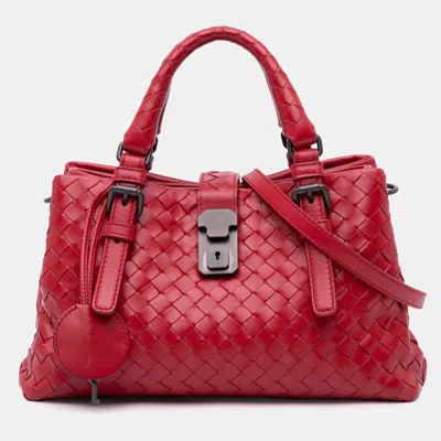 Pre-owned Bottega Veneta Red Mini Nappa Intrecciato Roma Satchel