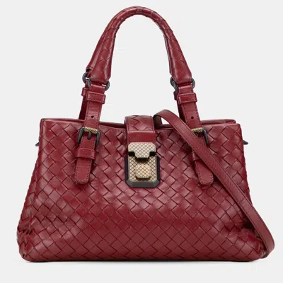 Pre-owned Bottega Veneta Red Mini Nappa Intrecciato Roma Satchel