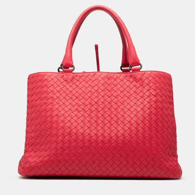 Pre-owned Bottega Veneta Red Nappa Intrecciato Milano Tote