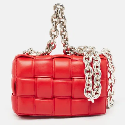 Pre-owned Bottega Veneta Red Padded Leather Chain Cassette Shoulder Bag