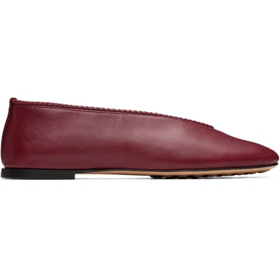 Bottega Veneta Red Rosa Ballerina Flats In Burgundy
