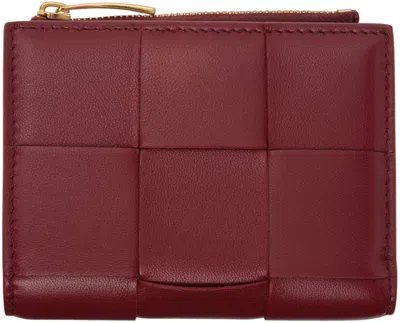 Bottega Veneta Red Small Cassette Bi-fold Zip Wallet In 6342 Dre/dare/blwa-g