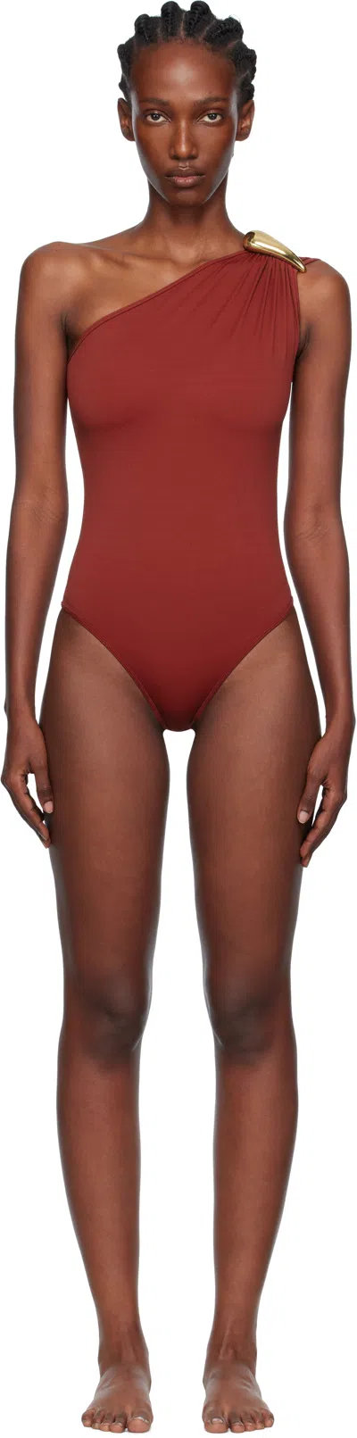 BOTTEGA VENETA RED STRETCH NYLON SWIMSUIT