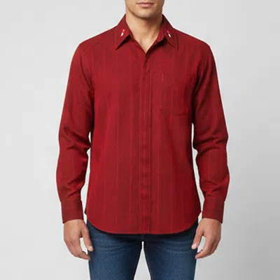 Pre-owned Bottega Veneta Red Striped Wool Blend Pocket Shirt S