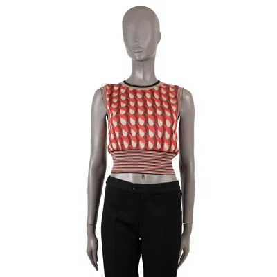 Pre-owned Bottega Veneta Red Viscose 2018 Lurex Wallpaper Arc Print Sweater Vest 42 M