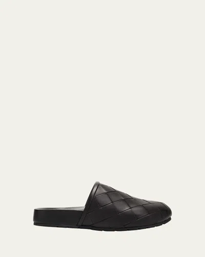 Bottega Veneta Reggie Woven Leather Slipper Mules In Black