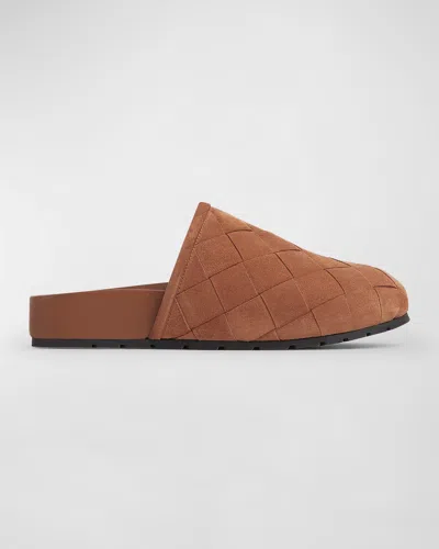 BOTTEGA VENETA REGGIE WOVEN SUEDE SLIPPER MULES