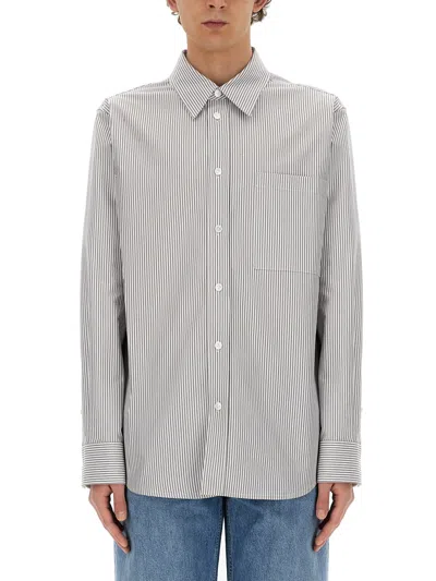 Bottega Veneta Regular Fit Cotton Shirt In Gray