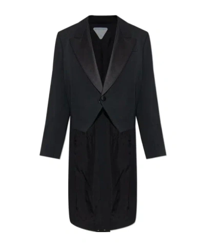 Bottega Veneta Regular Fit Grain De Poudre Tailcoat In Black