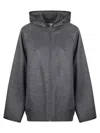 Bottega Veneta Relaxed-fit Hooded Coat With Textured Fabric In Gray