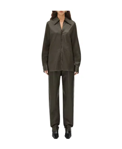 Bottega Veneta Leather Shirt In Black