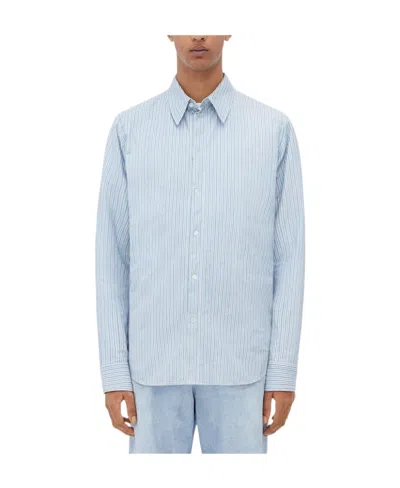 Bottega Veneta Striped Leather Shirt Cuffed Sleeves In Stripped