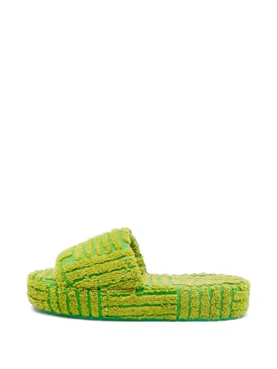 Pre-owned Bottega Veneta Resort Sponge Flat Sandals In Green