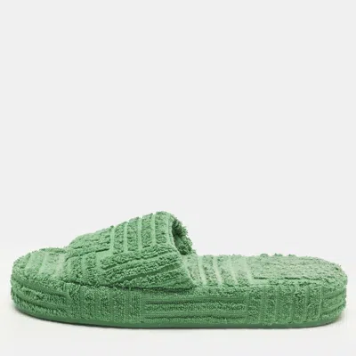 Pre-owned Bottega Veneta Resort Sponge Size 39 Green Fabric Flats