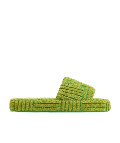 Bottega Veneta Resort Textured Slides In Green
