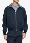 Bottega Veneta Reversible Compact Cotton Twill Jacket In Navy