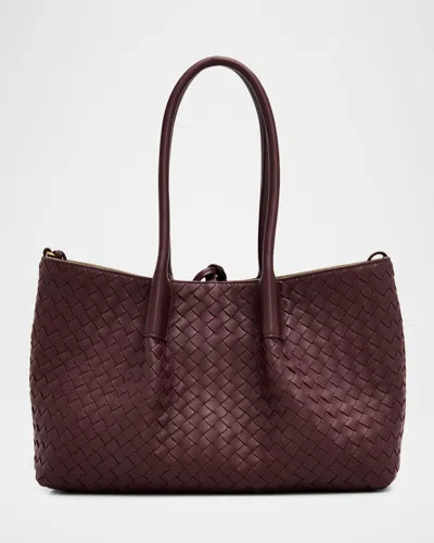 Bottega Veneta Reversible Calfskin Leather & Suede Tote Bag In Red