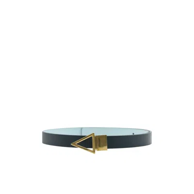 Bottega Veneta Leather With Geometric Buckle Belt In Black