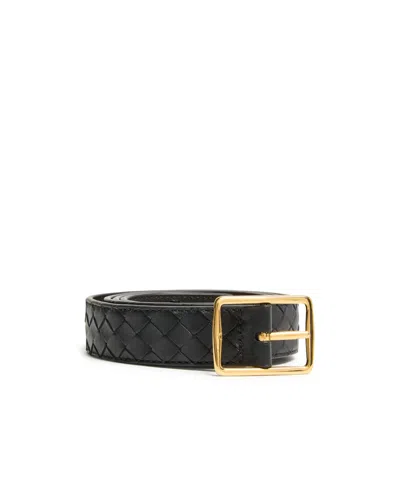 Bottega Veneta Reverso Belt In Black