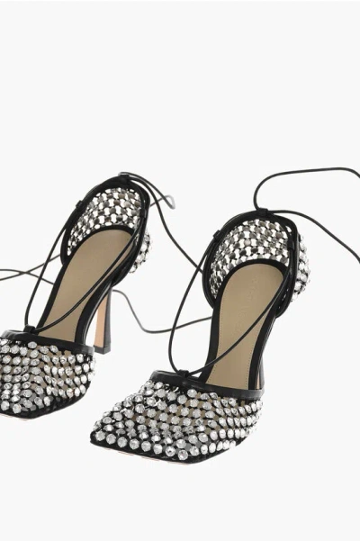 Bottega Veneta Rhinestoned Web Sparkle Mesh Pumps 10cm In Black