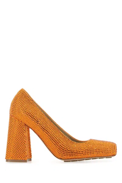 Bottega Veneta Rhinestone-embellished Leather Pump In Orange