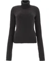 Bottega Veneta Rib Knit Turtleneck Jumper In Brown