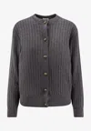 Bottega Veneta Rib-knit Wool Cardigan In Gray