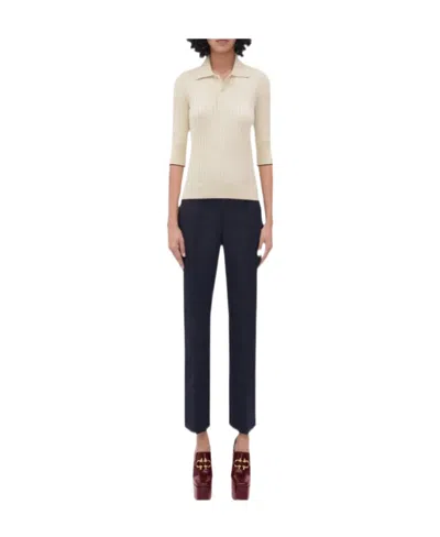 Bottega Veneta Rib Polo Shirt In Black