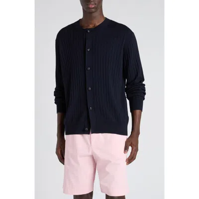 Bottega Veneta Rib Wool Cardigan In Black