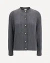 Bottega Veneta Grey Crewneck Cardigan With Knot Buttons Closure And Ribbed Knit In Wool Woman