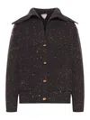 Bottega Veneta Ribbed Cardigan With Wide Neck In Brown