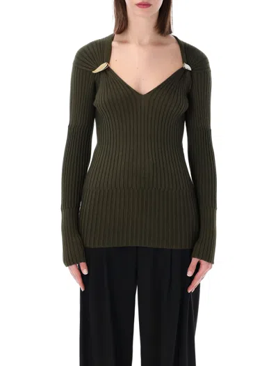 Bottega Veneta Elegant And Soft Sweater With Detachable Brooches - Size S In Black