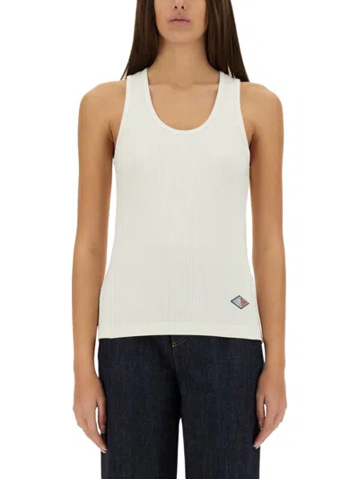 Bottega Veneta Women Ribbed Cotton Jersey Top In White
