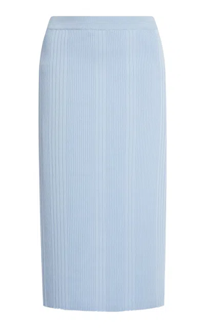 Bottega Veneta Lw Cotton Fine Rib Skirt In Blue