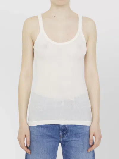 BOTTEGA VENETA RIBBED COTTON SLEEVELESS SLIM FIT TOP