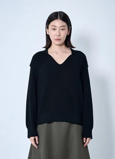 Bottega Veneta Ribbed Cotton Sweater In Black