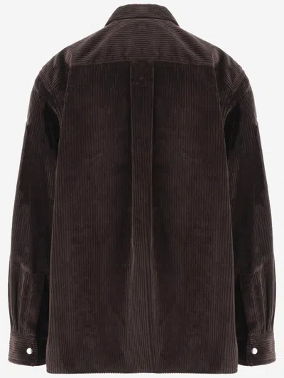 Bottega Veneta Ribbed Cotton Velvet Overshirt In Brown
