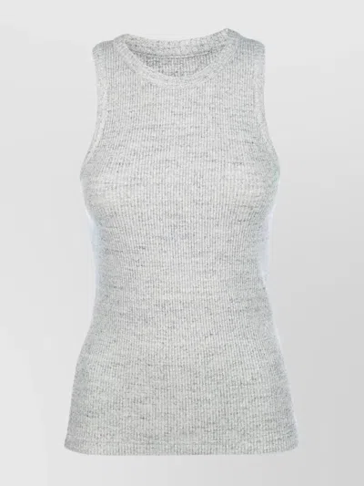 Bottega Veneta Ribbed Crew Neck Sleeveless Top In Gray